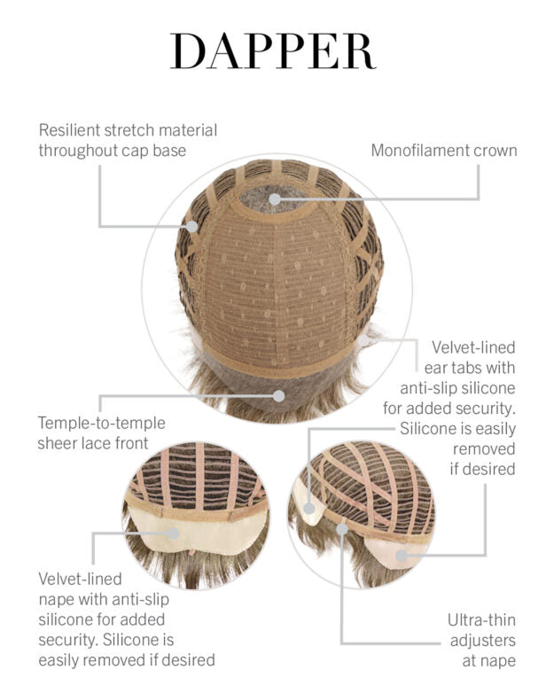 Dapper by HIM Temple-To-Temple Lace Front Monofilament Crown, Heat Friendly