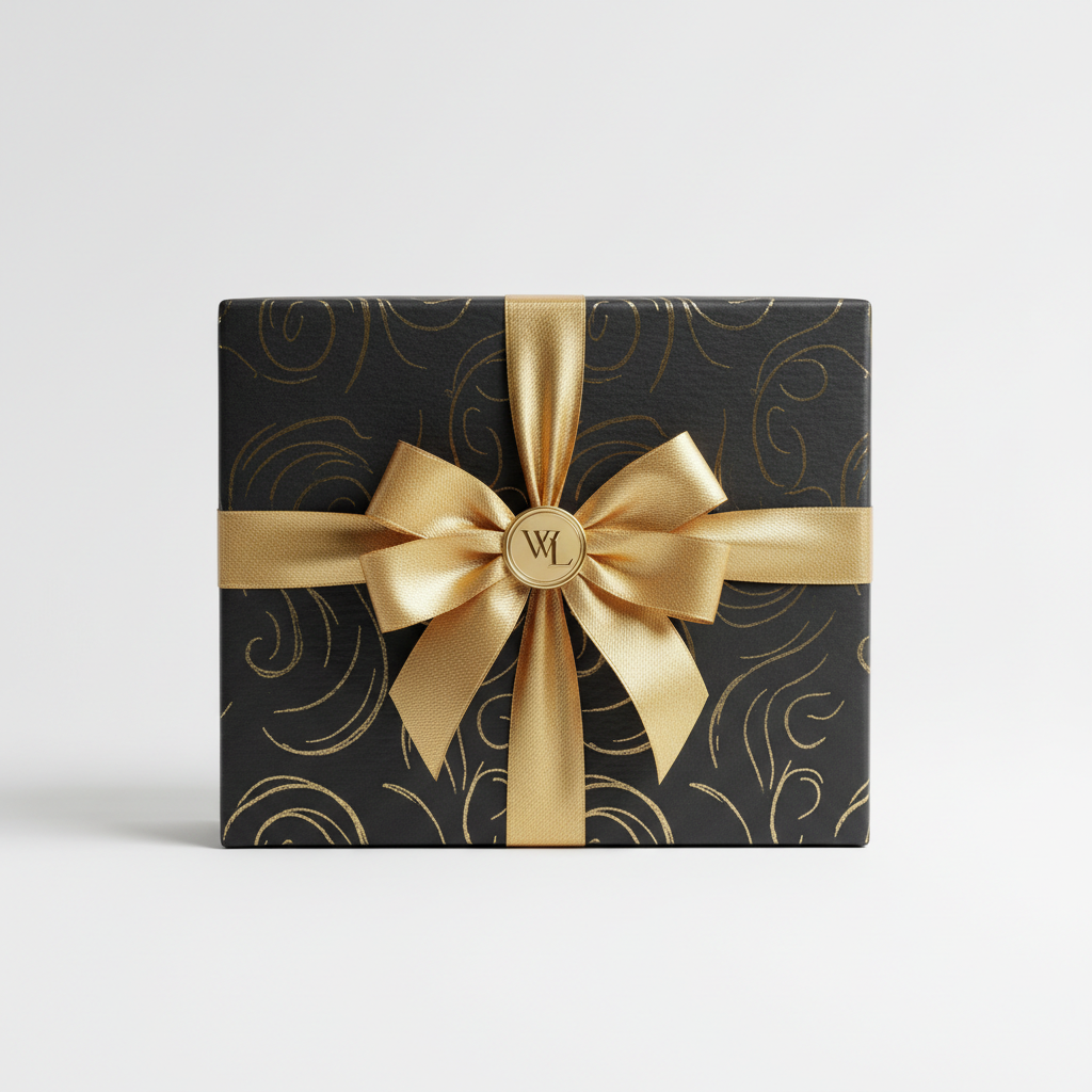 Premium gift wrap service with elegant box and ribbon